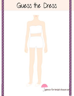 Guess the Dress, Free Printable Game for Bridal Shower Bridal Shower Games Free, Bridal Shower Games Free Printables, Guess The Dress Bridal Shower, Guess The Dress, Fun Bridal Shower Games, Free Printable Games, Printable Game, Bridal Shower Game, Bridal Shower Theme