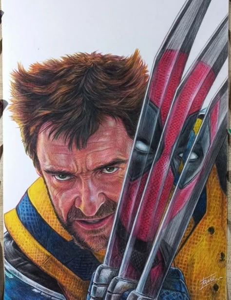 Deadpool Wolverine Art, Deadpool And Wolverine Drawing, Wolverine Painting, Marvel Iron Man Art, Marvel Characters Drawings, Wolverine Sketch, Spiderman And Venom, Show Drawing, Birthday Drawing Ideas