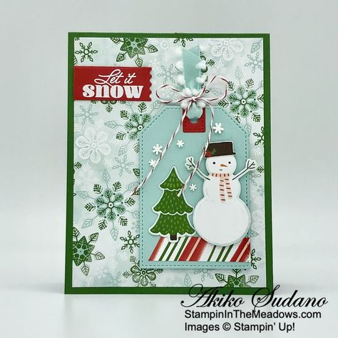 Snowy Wonder Stampin Up Cards, It's Thursday, Seasons Greetings Card, Hand Stamped Cards, Pumpkin Lights, December 2024, Color Challenge, Designer Series Paper, Christmas Cards To Make