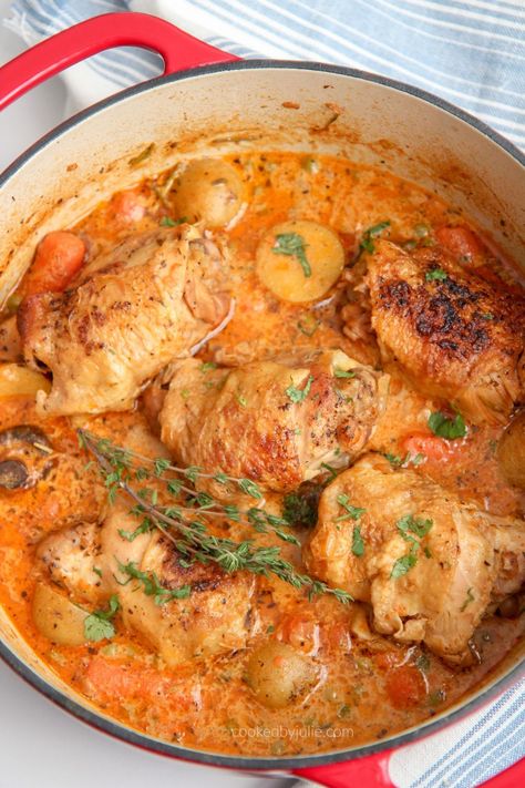 Chicken Thigh Stew, Easy Chicken Stew, Creamy Chicken Stew, Chicken Breast Instant Pot, Chicken Panini Recipes, Panini Recipes Chicken, Chicken Recipes Indian, Potatoes Mushrooms, Chicken Breast Crockpot