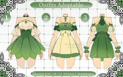 Nature Themed Outfit Drawing, Nature Clothes Drawing, Leaf Clothes Drawing, Plant Dress Drawing, Nature Outfits Drawing, Flower Outfit Drawing, Leaf Dress Drawing, Put Your Oc In This, Adoptable Outfit