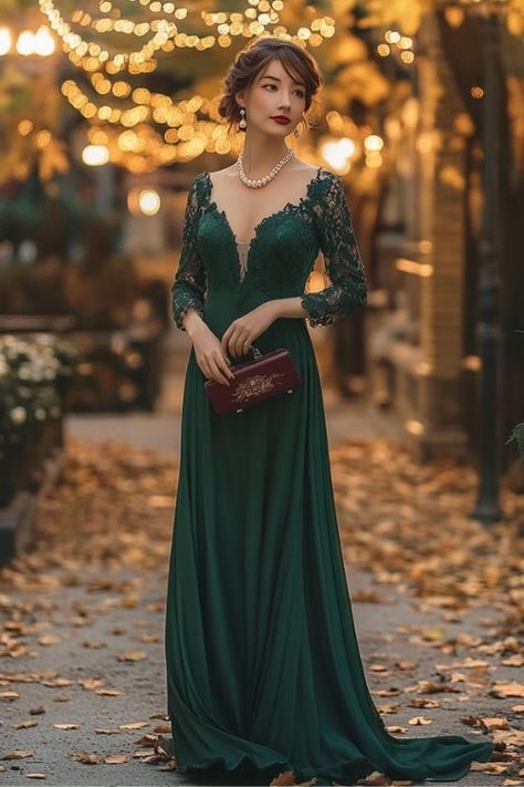 45+ Fall Maxi Wedding Guest Dresses That Capture the Season’s Romance - From The Guest Room Deep Jewel Tones, Dresses For Fall, Fall Maxi, Sleeved Wedding, Elegant Ball Gowns, Scottish Wedding, Guest Dress, Long Sleeve Wedding, Wedding Guest Dresses