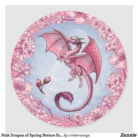 Nature Fantasy Art, Fire Party, Pink Nature, Dragon Party, Dragons Gift, Pink Dragon, Custom Plates, Cherry Blossom Flowers, Dragon Pictures