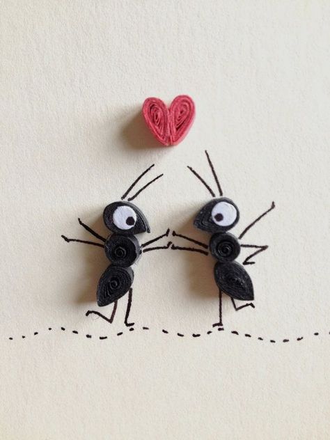 Quilling Art Ideas, Black Art Love, Quilling Patterns Tutorials, Art Insects, Diy Quilling Crafts, Quilling Flower Designs, Quilling Animals, Paper Quilling For Beginners, Black Ants