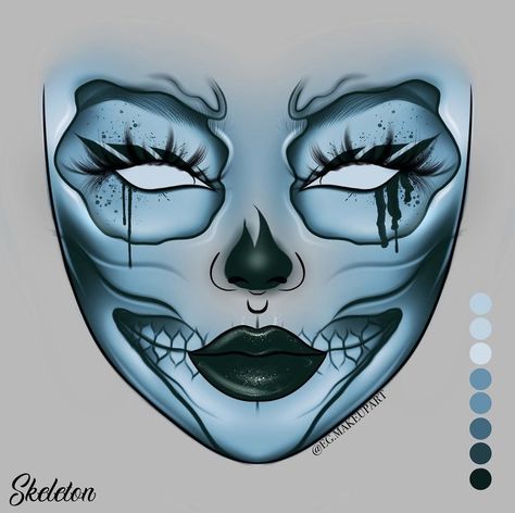 Halloween Makeup Looks Drawing, Silver Halloween Makeup, Cute Monster Makeup, Monster Face Paint, Edgy Eye Makeup, Creepy Clown Makeup, Beautiful Halloween Makeup, Spooky Makeup, Creative Halloween Makeup