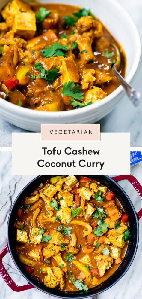 Tofu Cashew, Turmeric And Ginger, Vegan Curry Recipes, Tofu Curry, One Pot Vegetarian, Cooking Tofu, Coconut Curry Sauce, Tomato Curry, Vegan Ideas