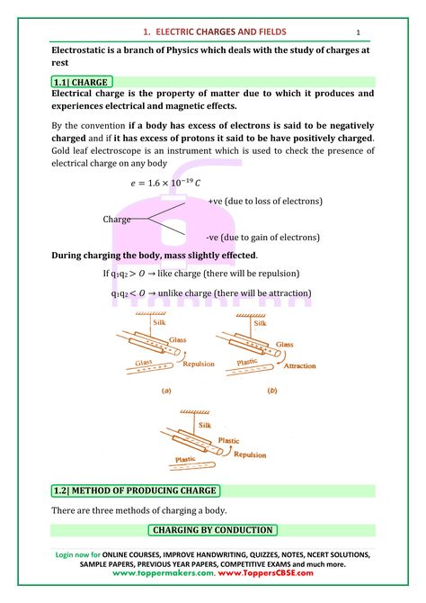 Electric Charges; Conservation of charge, Coulomb’s law-force between two point charges, forces between multiple charges; superposition principle and continuous charge distribution.   Electric field, electric field due to a point charge, electric field lines, electric dipole, electric field due to a dipole, torque on a dipole in uniform electric field.  Electric flux, statement of Gauss’s theorem and its applications to find field due to infinitely long straight wire, uniformly charged infinite Electric Charges And Fields, Class 11 English, Class 9 Notes, Physics Notes, Electric Charge, Properties Of Matter, Govt Job, Revision Notes, Electric Field