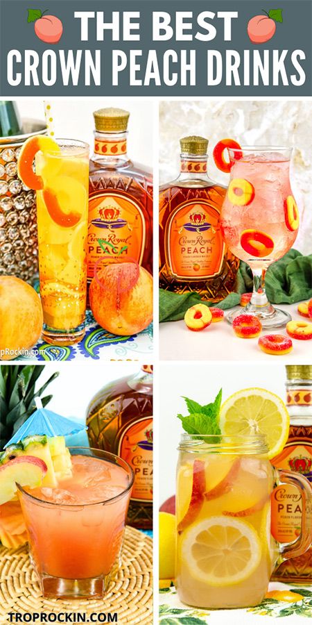 Peach Crown Royal Cocktail Recipes, Mixed Drinks With Crown Peach, Crown Royal Peach Tea, Drinks Made With Peach Crown Royal, Crown Royal Punch Drink Recipes, Crown Peach Mixed Drinks, Peach Drink Recipes Alcoholic, Princess Peach Drink, Crown Royal Peach Old Fashion