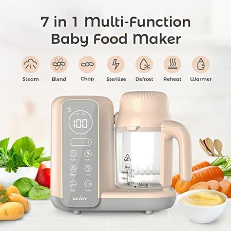 Baby Food Maker, Baby Food Processor Blender Grinder Steamer Cooks Blends Healthy Homemade Baby Food in Minutes Touch Screen Control : Amazon.ca: Baby Baby Food Maker, Baby Food Processor, Easy Baby Food Recipes, Baby Food Containers, Food Aesthetics, Steamer Recipes, Food Pouch, Toddler Food, Food Processing