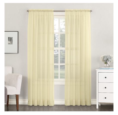 Pale Yellow Curtains, House Laundry Room, Yellow Curtains, Voile Curtains, Voile Fabric, Drape Panel, Rod Pocket Curtain Panels, Rod Pocket Curtains, Black Panels