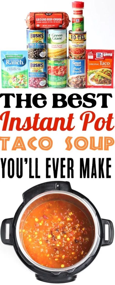 Southwest Soup, Instant Pot Taco Soup, Soup With Beans, Taco Soup Recipe Easy, Easy Taco Soup, Taco Soup Recipe, Quick And Easy Soup, Pot Recipes Easy, Instant Pot Soup Recipes