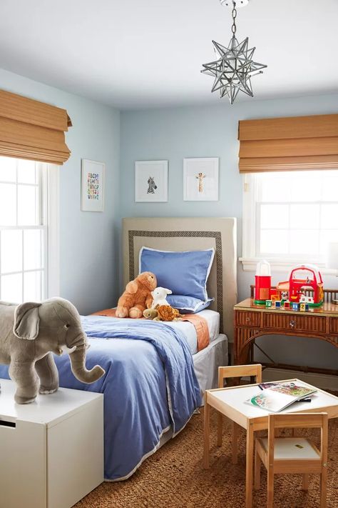 18 Creative Boys' Bedroom Ideas for a Fun and Personalized Space Little Boys Room Decorating Ideas, Toddler Room Design Boy, Light Blue Boys Room, Light Blue Boys Bedroom, Big Boy Bedroom Ideas, Toddler Room Ideas For Boys, Toddler Boy Bedroom Ideas, Boys Bedroom Colors, Blue Boys Bedroom