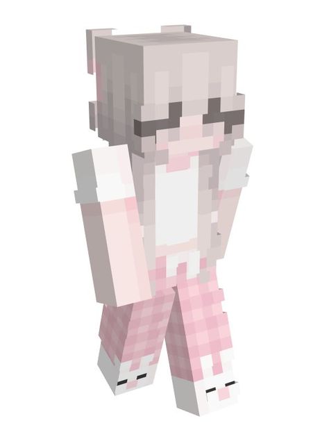 a pink, pajama minecraft skin with bunny slippers by giovanka on namemc! <3 Minecraft Skins Bunny, Pink Egirl, Minecraft School, Skin Mine, Minecraft Skins Aesthetic, Minecraft Girl Skins, Mc Skins, Skins Minecraft, Skin Minecraft