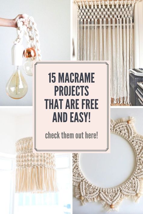 Check out this list of free macrame projects that you can easily DIY to update your space or for some great gift ideas. We've got links to the tutorials that will give you complete supply lists, along with photos and tutorials on how to make these projects. From beginner to advanced we're sharing something for everyone. WildflowersAndWanderlust.com Macrame Wall Hanging Pattern Free, Macrame Tutorial Beginner, Macrame Plant Hanger Tutorial, Free Macrame Patterns, Macrame Tutorials, Macrame Knots Tutorial, Macrame Supplies, Macrame Knots Pattern, Knots Diy