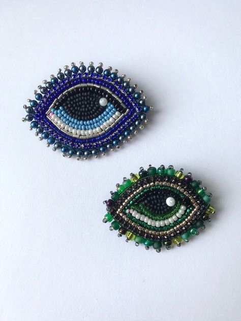 Embroidered Brooch Evil Eye , Handmade Protection Brooch, Beaded Blue or Green Eye Pin, Amulet Brooch, Protection Gift for Her - Etsy UK Embroidered Brooch, Green Eye, Eye Pins, Blue Beads, Green Eyes, Evil Eye, Brooches, Gift For Her, Accessory Gift