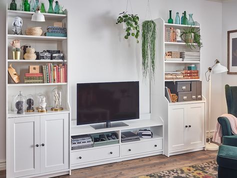 Ikea Hauga, Ikea Tv, Grey Furniture Living Room, High Cabinet, Tv Storage, Casa Country, Painted Drawers, Media Furniture, Mobile Tv