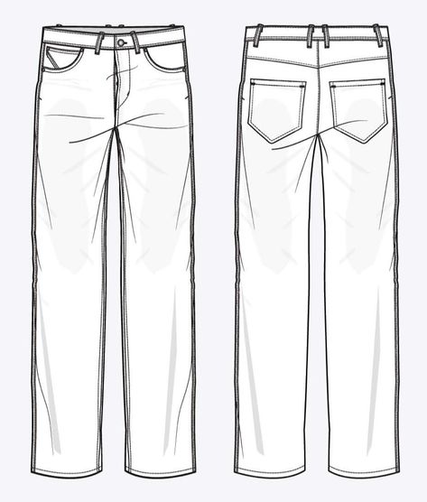 Jean Sketch Fashion, Denim Pants Technical Drawing, Jeans Sketch Illustration, Denim Flat Sketch, Drawing Of Jeans, Pants Sketch Drawing, Jeans Flat Sketch, Jeans Technical Drawing, Pant Sketch