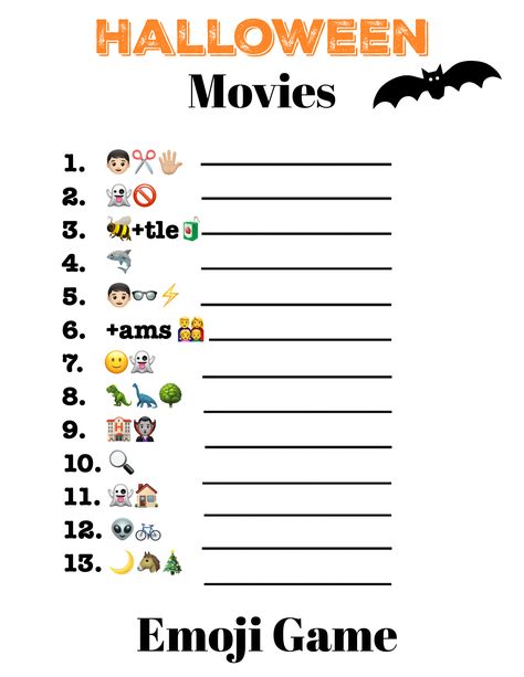 Fun Emoji Halloween Game for Kids – Fun-Squared Halloween Virtual Games, Halloween Work Party Games, Halloween Emojis, Halloween Punch For Kids, Halloween Printable Games, Guessing Games For Kids, Halloween Quiz, Virtual Team Building, Halloween Emoji