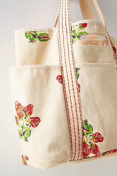 Printed Caravan Tote Bag by FP Collection at Free People in Red Free People Bag, Tote Bag With Patches, Tote Bag Diy, College Tote Bag, Garden Tote Bag, Utility Tote Bag, Summer Tote Bag, Unique Tote Bag, Teacher Bags