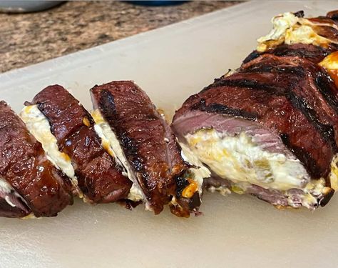 Cream Cheese Stuffed Venison Backstrap - A Ranch Mom Cream Cheese Stuffed Deer Tenderloin, Venison Backstrap Pinwheel, Stuffed Deer Tenderloin Recipes, Stuffed Venison Backstrap Recipes, Stuffed Back Strap Venison Recipe, Stuffed Deer Backstrap Recipes, Stuffed Backstrap Recipes, Axis Recipes, Smoked Venison Backstrap