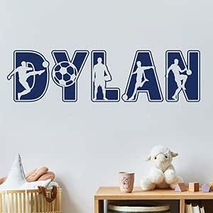 Soccer Custom Name Vinyl Wall Decal Sticker Art for Boys, Bedroom and Ball Player Theme Room Decor for Kids Kids Bedroom Boys Toddler, Soccer Kids Room, Boys Soccer Bedroom, Soccer Themed Room, Bedroom Decor For Kids, Soccer Themed Bedroom, Offroad Motorcycle, Sports Room Boys, Soccer Room