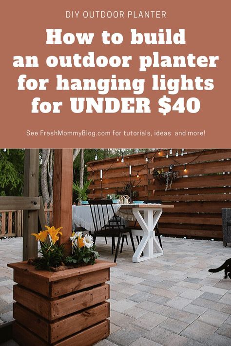 Planter Box Lighting, Outdoor Planter Box, Diy Planters Outdoor, Outdoor Planter Boxes, String Lighting, Pin Diy, Planter Diy, Diy String Lights, Lights Diy