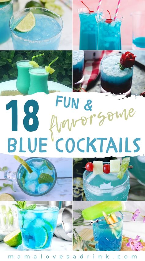 Drink Recipes With Blue Curacao, Drinks To Make With Blue Curacao, Mocktails Blue Curacao, Teal Alcoholic Drinks, Blue Pitcher Cocktails, Tiffany Blue Cocktail Drink Recipes, Beach Themed Drinks Cocktails, Blue Colored Cocktails Drink Recipes, Blue Drinks Alcohol Recipes