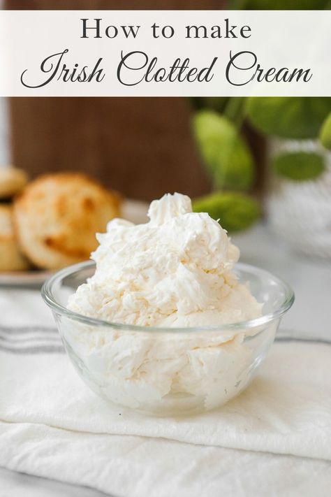 Clotted cream recipe Clotted Cream Recipe, Irish Scones Recipe, Clotted Cream Recipes, Irish Scones, Irish Cooking, Biscuit Sandwich, Afternoon Tea Recipes, True Food, Scones Recipe