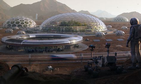 This Stunning Design Shows What Our Future on Mars Might Look Like.  Max Rymsha, from the Ukraine, was one of the winners in the HP Mars Home Planet Rendering Challenge. Space Colony Concept, Mars Project, Mars Colony, Space Colony, Plan For Life, Mission To Mars, Planets Art, Red Planet, Life On Mars