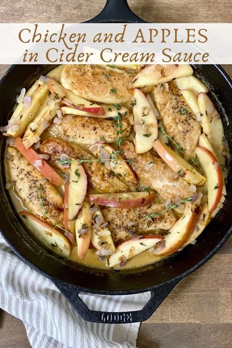 Chicken And Apples, Apple Cider Vinegar Chicken, New Chicken Recipes, Chicken Fricassee, Cheese Mashed Potatoes, Fall Meal, Side Dishes For Chicken, Cheddar Chicken, Cheesy Mashed Potatoes