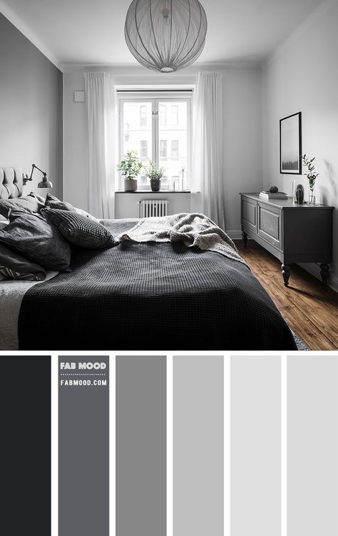 Bedroom Archives - Fabmood | Wedding Colors, Wedding Themes, Wedding color palettes Bedroom Inspiration Grey, Grey Colour Scheme Bedroom, Idea Bilik Tidur, Grey Bedroom Colors, Black And Grey Bedroom, Reka Bentuk Bilik Tidur, Grey Bedroom Decor, Hiasan Bilik Tidur, Grey Room