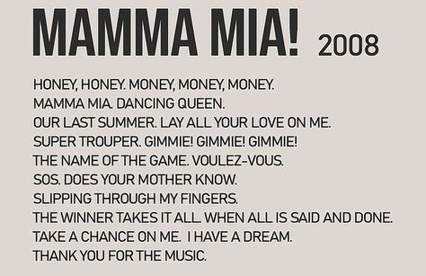 Mamma Mia Soundtrack, Does Your Mother Know, I Have A Dream, Dancing Queen, Soundtrack, Take That