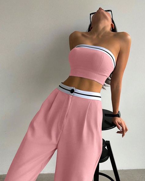 ✨Pre-order only, XS(6) - L(12/14)✨ Aliexpress Dresses, Crop Top And Pants, Classy Wear, Working Out Outfits, Cold Outfits, Trendy Outfits For Teens, Rose Bonbon, Future Outfit, Summer Stripes