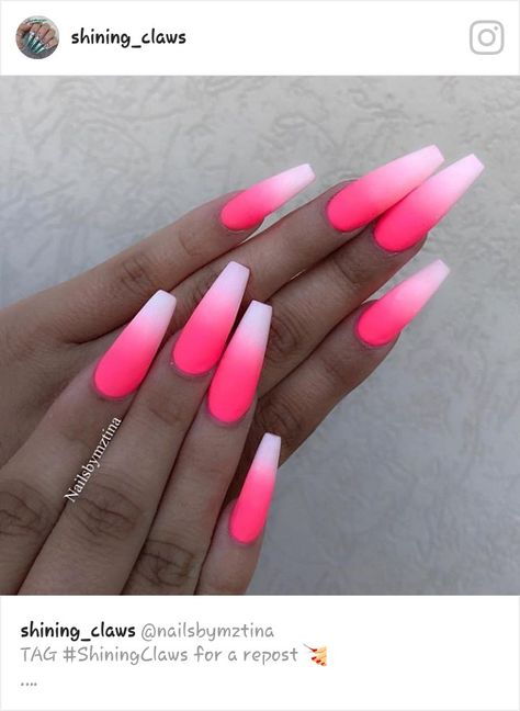 Unghie Sfumate, Pink Ombre Nails, Ombre Acrylic Nails, Glow Nails, Coffin Nails Long, Ballerina Nails, Summer Acrylic Nails, Pink Acrylic Nails, Yellow Nails