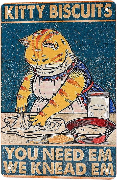 Kitty Biscuits, Gatto Carino, Retro Posters, Cat Quotes Funny, Black Cat Art, Retro Sign, Cat Signs, Vintage Tin Signs, Cat Cafe