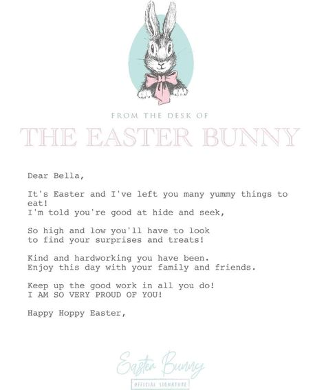 Letter from Easter Bunny to child Letter From The Easter Bunny, Easter Jokes, Easter Bunny Letter, Free Easter Coloring Pages, Easter Bunny Template, Easter Bunny Treats, Bunny Templates, Letter Templates Free, Skip To My Lou