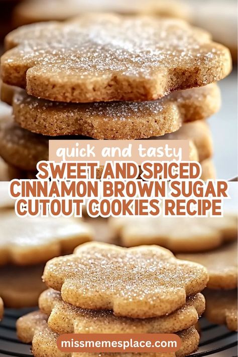 Experience the magic of homemade baking with Sweet and Spiced Cinnamon Brown Sugar Cutout Cookies! This irresistible recipe combines the nostalgic flavors of cinnamon and brown sugar, resulting in cookies that are soft, chewy, and perfect for decorating. Whether you're hosting a festive gathering or just treating yourself, these cookies are a must-try. Follow our easy step-by-step guide to create cookies that not only taste amazing but also look stunning on any dessert table! Easy Cinnamon Cookie Recipes, Easy Spice Cookies, Cinnamon Crisp Cookies, Cinnamon Snap Cookies, Crispy Cutout Sugar Cookies, Christmas Cookies Cinnamon, Honey Cinnamon Cookies, Cinnamon Cutout Cookies, Cinnamon Coffee Cookies