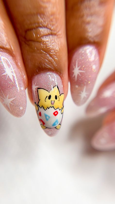 Togepi Nails, Bulbasaur Nails, Pokemon Nail Art, Pikachu Nails, Pokemon Nails, Adorable Pokemon, Witch Nails, Pokemon Party, Cute Galaxy Wallpaper