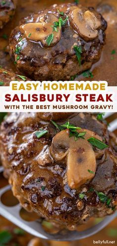 This Homemade Salisbury Steak Recipe is a throwback to the 50’s TV dinner, but a million times better with wonderful seasonings and a rich, luscious mushroom gravy. And still so easy, on the table in 30 minutes for a great family friendly dinner option! Healthy Salsberry Steak Recipe, Best Ever Salisbury Steak Recipe, Recipes Own, Easy Salsberry Steak Recipe, Hamburger Salisbury Steak, Resteraunt Recipes, Peper Steak, Salisbury Steaks, Homemade Salisbury Steak