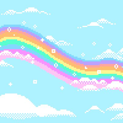 Kidcore Pixel Art, Tamagotchi Background, 2024 Header, Pastel Pixel Art, Rainbow Pixel Art, Pixel Art Rainbow, Pixel Rainbow, Pixel Background, Magical Girl Aesthetic