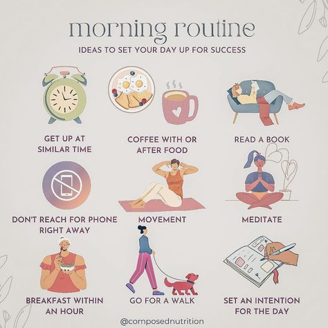 A Morning Routine, Ways To Stay Healthy, Morning Mood, Happy Hormones, Self Care Bullet Journal, Evening Routine, Health Habits, Self Care Activities, Bullet Journal Ideas Pages