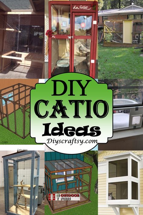 22 Easy DIY Catio Ideas And Plans - DIYS Craftsy Outdoor Kitty Enclosures, Catery Outside, Patio Cat Enclosure Diy, Small Outdoor Cat Enclosure, Porch Cat Enclosure, Cat Coop Ideas, Cat Condos Diy Easy, Cat Cage Outdoor Ideas, Cat Outside Enclosure Diy Outdoor