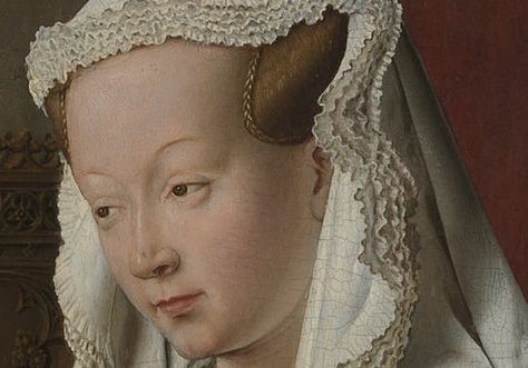 Jan Van Eyck, "The Arnolfini Portrait," 1434, oil on oak, 32.3 x 23.62 in, National Gallery, London - detail of Constanza's face