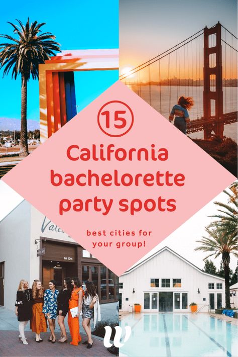 The ultimate guide to planning a California bachelorette party including top party destinations like Palm Springs, La Jolla-San Diego, Napa Valley and more hidden gems. Whether you and your gals are looking to party the night away in San Francisco, get lost in the Redwoods of Mendocino saddle up for a true dude ranch experience in Northern California, get all the insider tips for a California Bachelorette party here! So Cal Bachelorette Party, Santa Monica Bachelorette Party, Cali Bachelorette Party, West Coast Bachelorette Party, Santa Cruz Bachelorette Party, Sacramento Bachelorette Party, Pismo Beach Bachelorette Party, Los Angeles Bachelorette Party, San Francisco Bachelorette Party