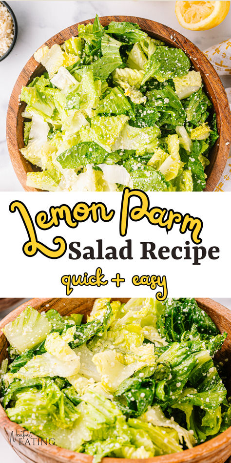 Romain Lemon Parmesan Salad (healthy + easy lunch idea from tiktok and instagram) Lemon Parmesan Salad, Lettuce Recipe, Parmesan Salad, Lemon Salad, Quick Healthy Lunch, Salad Dressing Recipe, Romaine Salad, Crunchy Salad, Vegetarian Salads