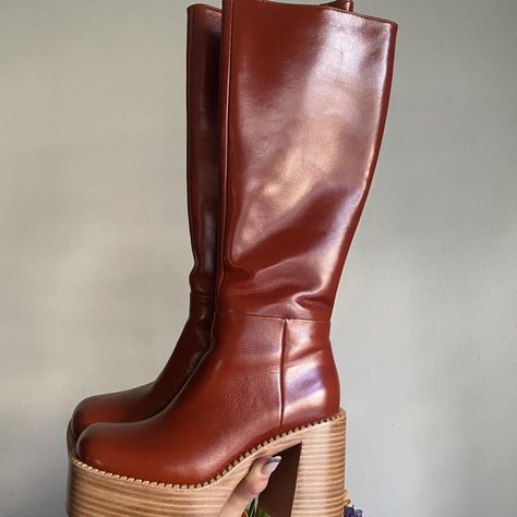 Jeffrey Campbell The Band Platform Boot in Tan... - Depop Red Boots, Natural Tan, The Band, Platform Boots, Jeffrey Campbell, Women's Boots, Leather Boots, To Sell, Womens Boots