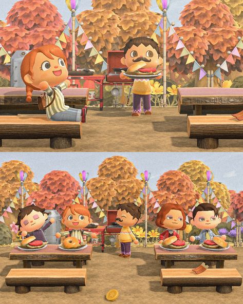 Sebastian, Leah, Elliott and Shane grabbing a quick lunch at Gus' survival burger BBQ - do you swing by this little area north of the fair when you play 👀 Shout out to Heart @/bodyodyodyisland for putting together an adorable bundle of custom assets for me to play around with and make some fun bonus content - some shown in second pic and more to be shared soon! 🥰 Always grateful for the creativity and generosity in this little community! #acnhcitycore #acnhcottagecore #nookspiration #anim... Burger Bbq, Always Grateful, Acnh Cottagecore, Town Ideas, Quick Lunch, Stardew Valley, Shout Out, Animal Crossing, Some Fun