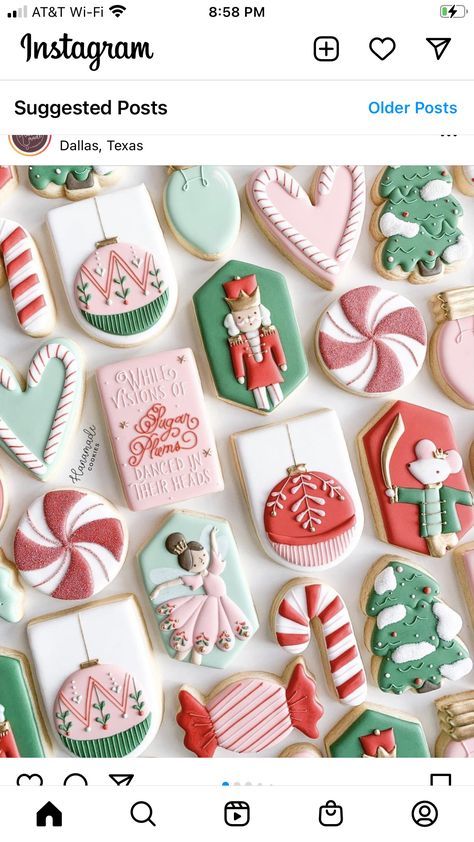 Easiest Cookie Recipe, Sugar Plum Fairy Christmas, Christmas Sugar Cookies Decorated, New Years Cookies, Cute Christmas Cookies, Royal Iced Cookies, Fairy Christmas, Candy Cane Cookies, Winter Cookie