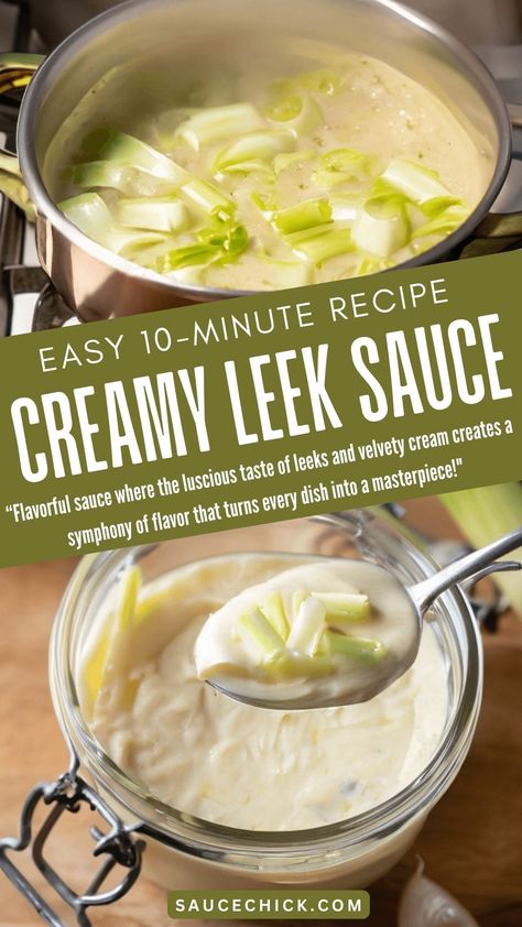 Creamy Leek Sauce Recipe Creamy Leek Sauce, Leek Cream Sauce, Leek Pasta Sauce, Leek Sauce For Fish, Leaks Recipe, Leeks In White Sauce, Leek Sauce, Ham Sauce, Leek Pasta