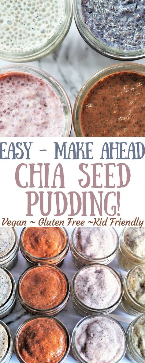 Easy Chia Seed Pudding, Chia Recipe, Gluten Free Kids, Chia Seed Recipes, Chia Pudding Recipes, Desserts Vegan, Chia Seed Pudding, Breakfast Meal Prep, Idee Pasto Sano